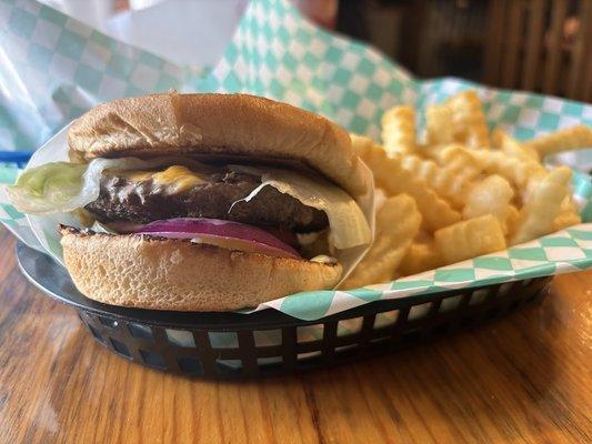 Cheeseburger and fries