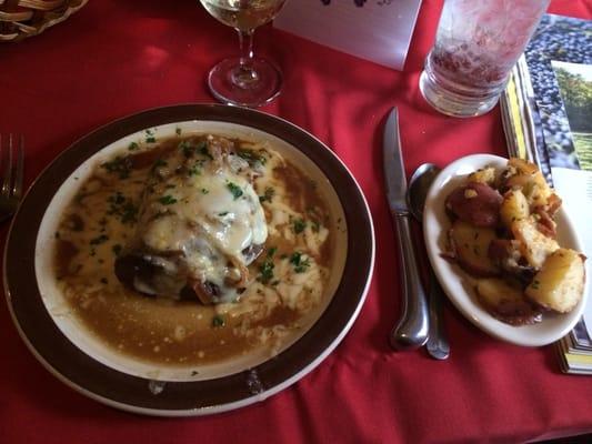 French onion steak special with fingerling potatoes