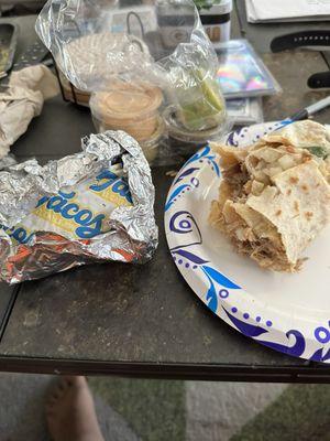 My carnitas burrito , first bite without salsa and lime. I could eat this by it self lol. So good.