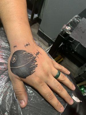 Cover up was created and put over with the "Star Wars Death Star"