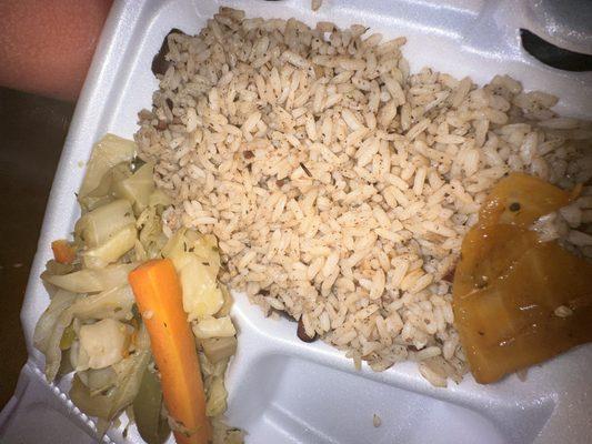 Rice and Peas and Stir-Fried Cabbage