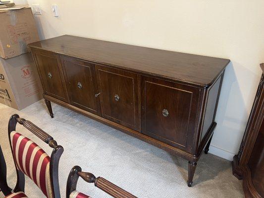 Italian mahogany dining room sideboard.