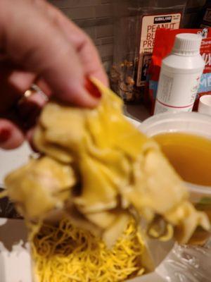 Wontons stuck together