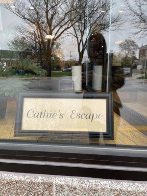 In the window is a small sign, but it's a true escape to bliss.