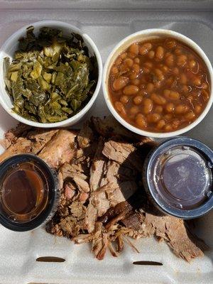 Brisket, collard and beans