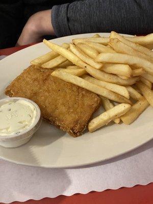 Fish sandwich filet ( should be a bigger fish) with fries