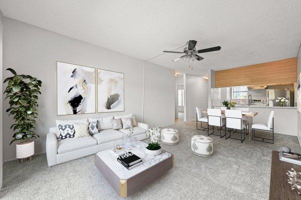 Living room featuring carpeted flooring.