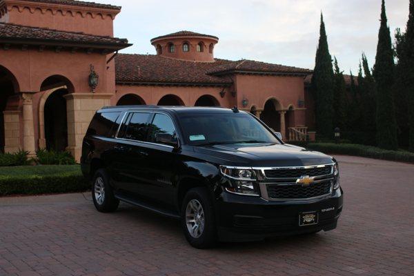 A brand new Suburban. Now you can call for any 7 passenger service plus luggage, to anywhere at anytime.