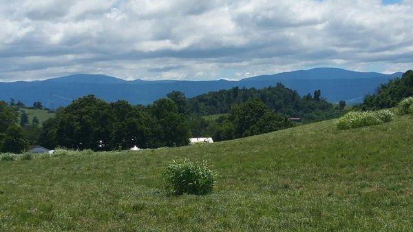 From the back of the cemetery next to the mausoleum you can view the two highest peaks of Virginia, Mt. Rogers and White Top Mountains.