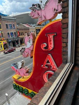 Upstairs looking out on Broadway