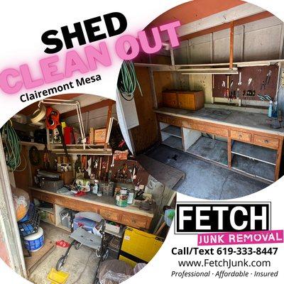 Shed cleanout and cleaning in Clairemont Mesa for a great local customer!