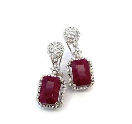 Natural Ruby & Diamond Earrings