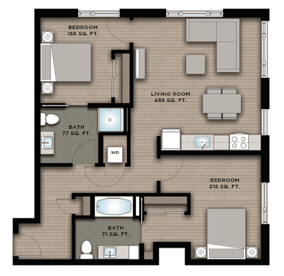 Two Bedroom Floor E