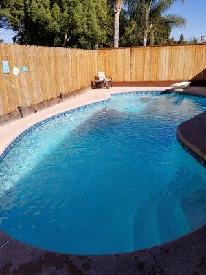 Modesto pool after being cleaned.