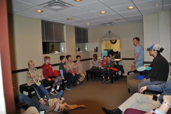 Dr. Kaneaster spoke to this Webelos group about emergency safety.