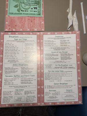 Inside of the menu