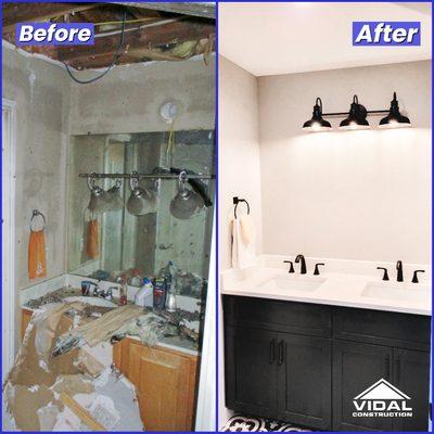 Dramatic restoration of a home affected by a fire loss. #bathroomreno #bathroomrenovation #bathroomrenovations #bathroomrenos