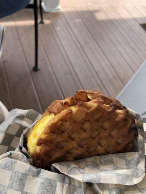 Breakfast Sammy on a waffle!