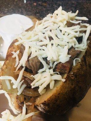 Fajita steak baked potato