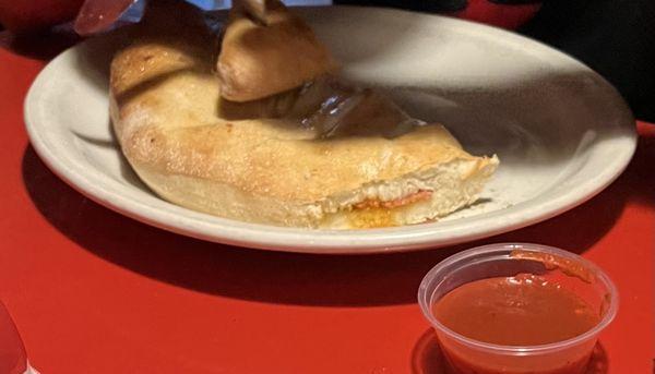 Calzone with pepperoni and cheese