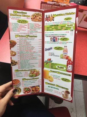 Menu (back page)