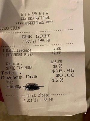 Receipt to prove the ripoff