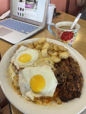 Chilaquiles plate w/eggs