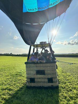 Hand woven basket before takeoff