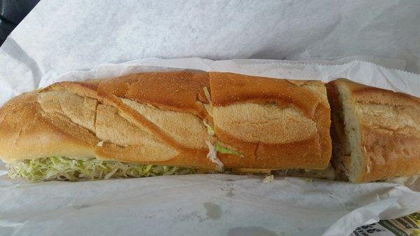 A whole turkey and cheese hoagie.