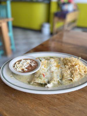 Green chicken enchiladas