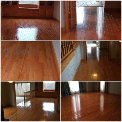 Natural hardwood floor cleaning and 2coats high gloss polyurethane preservation finish