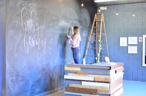 We can provide you with free chalkboard supplies to create your own masterpiece!