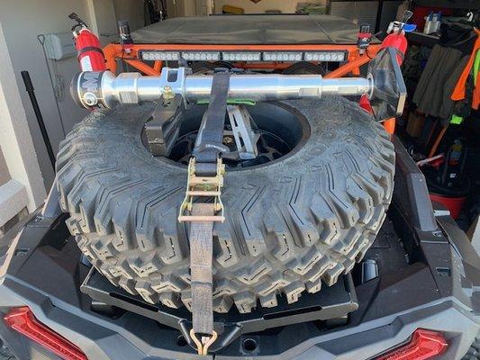 SDR tire rack w/ Mikster race jack and mount.