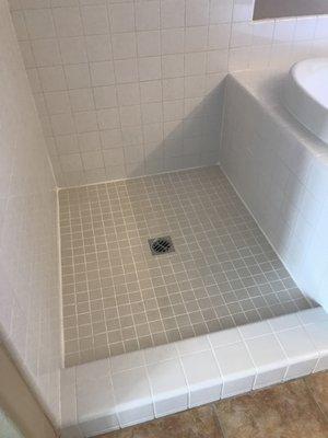 After picture of master bathroom, shower - Again, Martin of Grout Solutions did a great job!