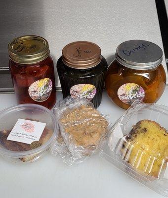 Cakes, Koolaid pickles and pecan praline candy