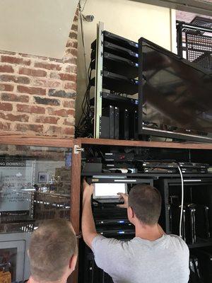 Custom Audio Works techs hard a work at the premier sports bar in State College