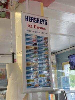 Hard ice cream menu