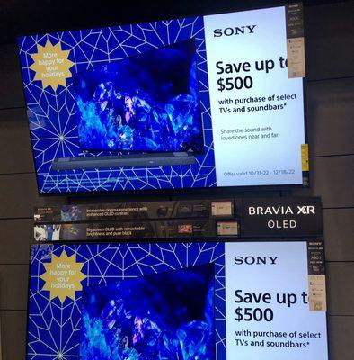 Sony televisions on display.