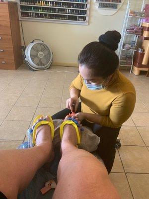 Had a wonderful pedicure at K nails today they're open and they're clean and they're following Covid rules