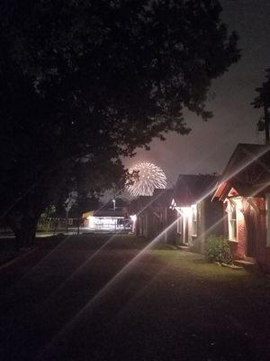 Fireworks celebrating San Antonio's 300 year anniversary. Motel 3 Johnson Court.