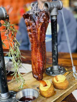 Candied bacon & deviled eggs