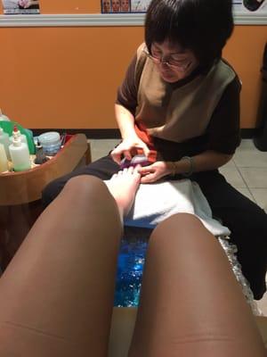 Prom classic pedicure. Designs are free for prom!