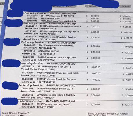 THESE ARE THE CHARGES HE IS MAKING AFTER 1 VISIT TO HIS OFFICE AND A COLONOSCOPY