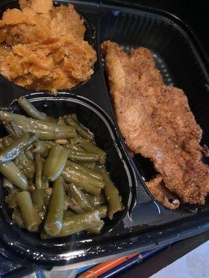 Fried Catfish, green beans & yams