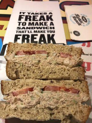 Tuna Sammy on wheat with no lettuce.