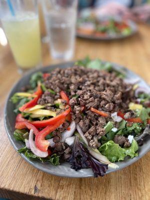 Mixed Greens with steak