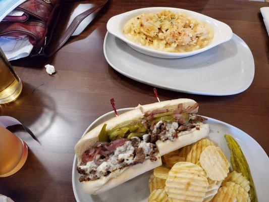 Cheese steak & lobster mac & cheese