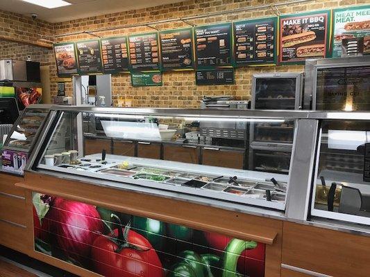 View of the sandwich-making counter.