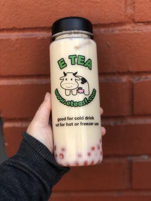 Lavender milk tea with popping Boba