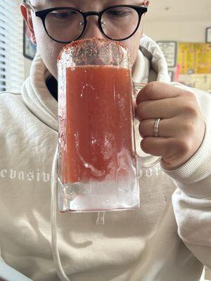 Frosted michelada glass